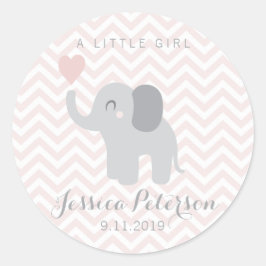Sticker Birth Announcement Girl Elephant Niedlich