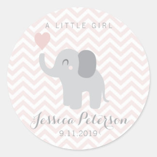 Sticker Birth Announcement Girl Elephant Niedlich