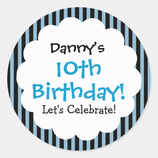 Sticker Blue Stripes V1CA zum 10. Geburtstag (Vorderseite)