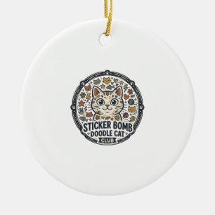 Sticker Bomb Doodle Katze POD Vektorgrafik - Stick Keramik Ornament