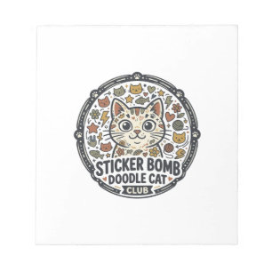 Sticker Bomb Doodle Katze POD Vektorgrafik - Stick Notizblock