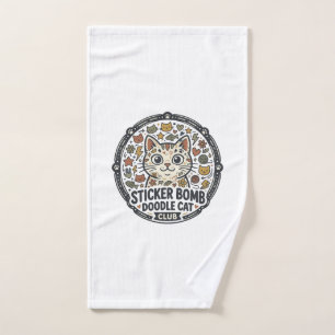 Sticker Bomb Doodle Katze POD Vektorkunst - Sticke Handtuch