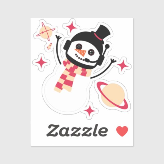 Sticker - Christmas Space Snow Man (rot) (Blatt)