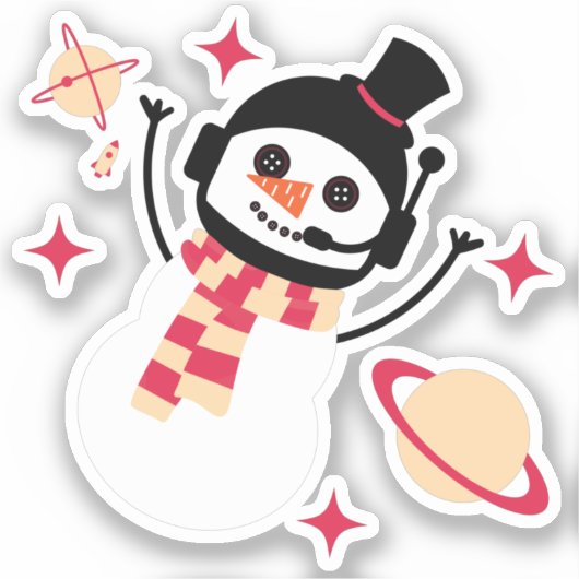 Sticker - Christmas Space Snow Man (rot) (Vorderseite)