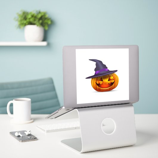 Sticker Citrouille Halloween (Laptop auf Schreibtisch)