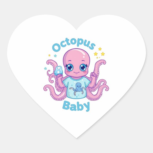 Sticker Coeur Octopus Baby  (Vorderseite)
