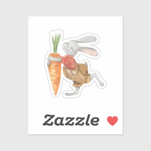 Sticker - Cute Rabbit With Carrot. (Blatt)