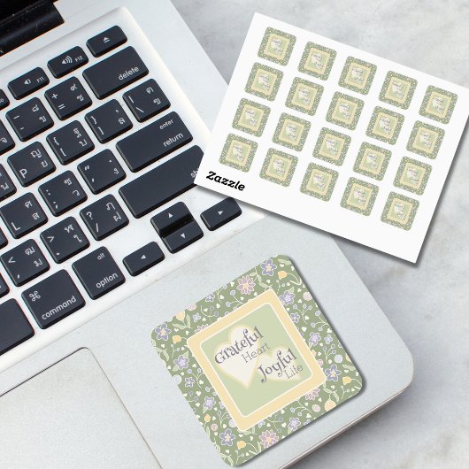 Sticker „Dankbarer Herz, Freudiges Leben“ mit Blum