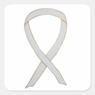 Sticker-Decks für die White Awareness Ribbon Art Quadratischer Aufkleber
