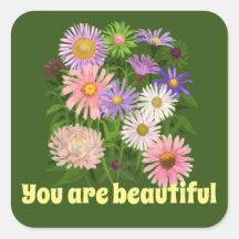 Sticker, die Sie sind schöne Blume rosa grün