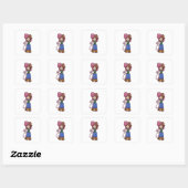 Sticker Donut Mädchen Chibi Charakter mit rosa Haa (Blatt)