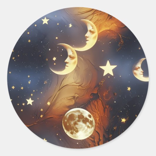 Sticker - Dreamy Fiery Orange Celestial Moon (Vorderseite)