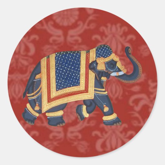 Sticker Elefant Red Silver India Yoga (Vorderseite)