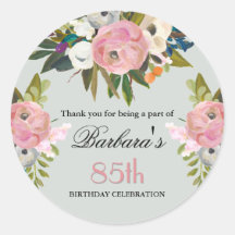 Sticker Elegant handgemalte Blumen zum 85. Geburts