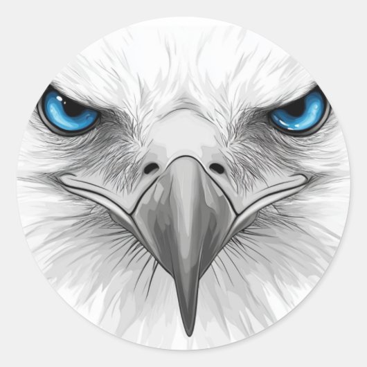 Sticker. Eyes and beak. A stern and serious look. Runder Aufkleber (Vorderseite)
