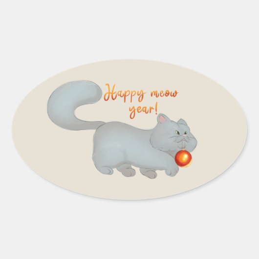 Sticker Fluffy Cat New Year Christmas Crafts  (Vorderseite)