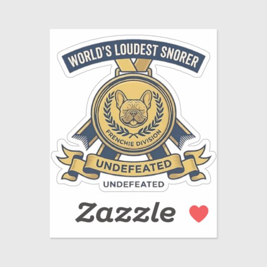 Sticker 'Frenchie Weltschlafmeister-Trophäe' (Blatt)