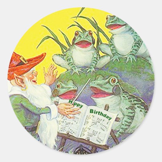 Sticker Frogs Singing Elf Directs Birthday Song (Vorderseite)
