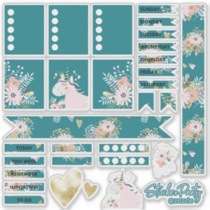 Sticker für aquamarine und goldene Einhorn-Chic-Pl