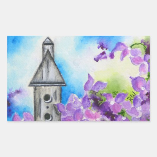 Sticker für Birdhouse- und Hydrangea-Blume (Vorderseite)
