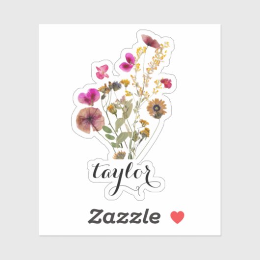 Sticker für Boho Floral Wildblume Individuelle Nam (Blatt)
