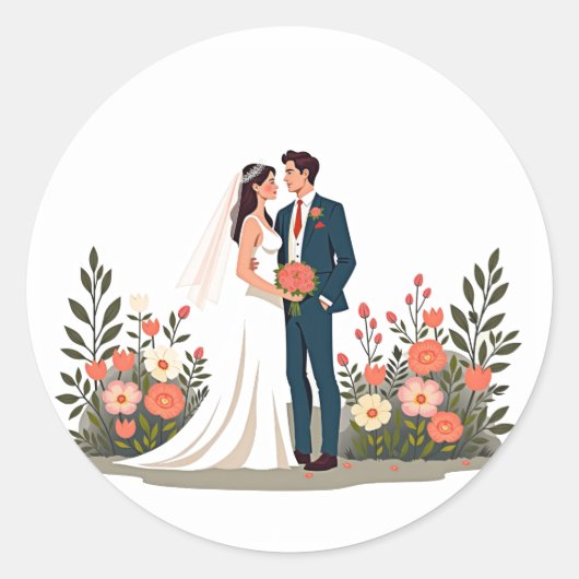 Sticker für Braut- und Blumenmuster (Vorderseite)