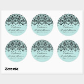 Sticker für das elegante Aqua & Black Damask Braut (Blatt)