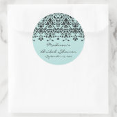 Sticker für das elegante Aqua & Black Damask Braut (Tasche)
