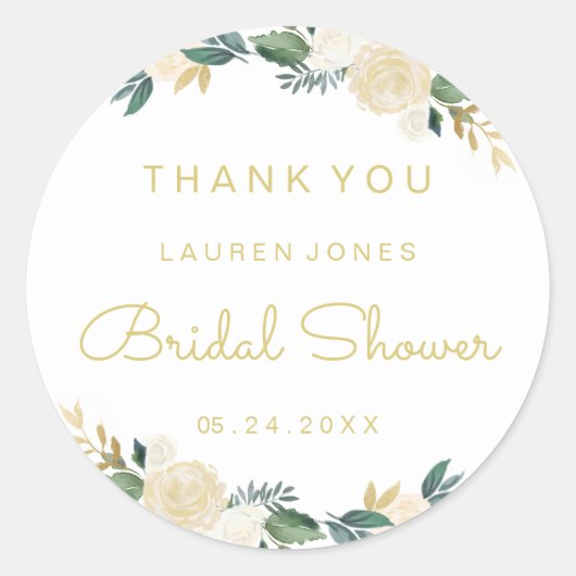 Sticker für das elegante Brautparty Floral Gold Pi (Vorderseite)