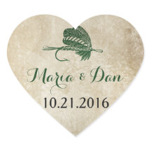 Sticker für das Hochzeitdatum für rustikale Fische