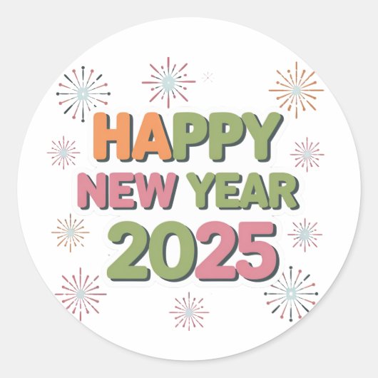 Sticker für das neue Jahr 2025 dekorieren (Vorderseite)