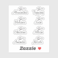 Sticker für den Schreibnamen mit Herz Vinyl Sticke