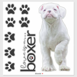 Sticker für den weißen Boxer-Welpe und den Hund