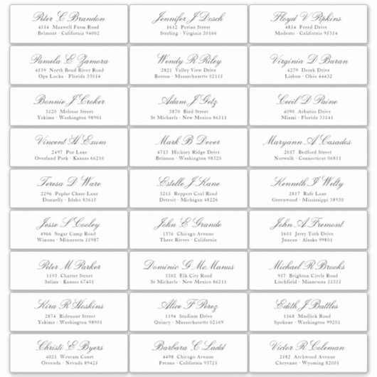 Sticker für die Adresse von eleganten Script-Gäste (Vorderseite)