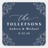 Sticker für die blaue Gastgeschenk Hochzeit (Vorderseite)