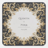 Sticker für die Hochzeit in Schwarz und Gold (Vorderseite)