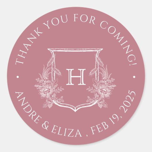 Sticker für die Rose Gold Monogram Wedding (Vorderseite)