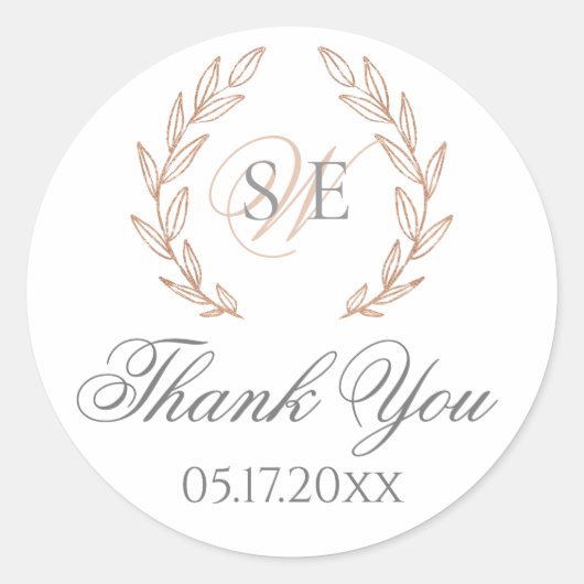 Sticker für die Rose Gold Monogram Wedding (Vorderseite)