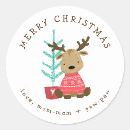 Sticker für die Weihnachtsgeschenke, niedliche Ren