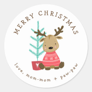 Sticker für die Weihnachtsgeschenke, niedliche Ren