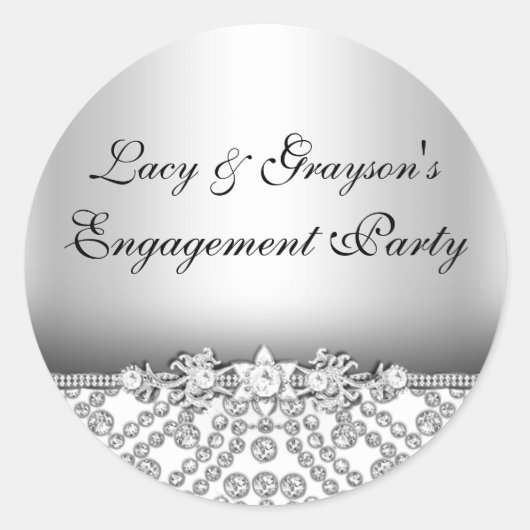 Sticker für Elegant Diamond Silver Engagement Part (Vorderseite)