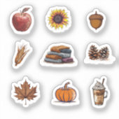 Sticker für Herbstelemente: Kürbis, Bleistift, Lat (Vorderseite)