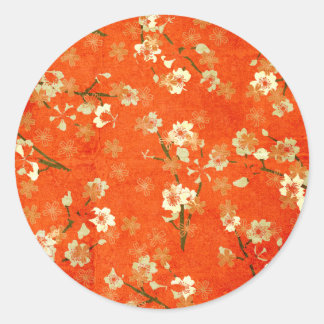 Sticker für japanische Rot- und Gold-Floral-Muster