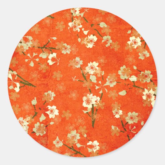 Sticker für japanische Rot- und Gold-Floral-Muster (Vorderseite)