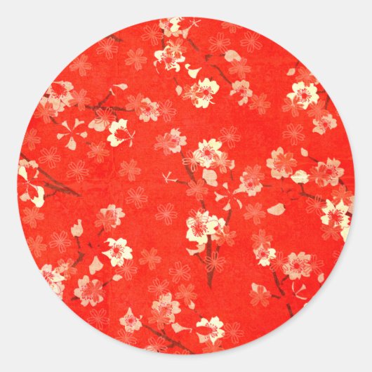 Sticker für japanische Rot- und Gold-Floral-Muster (Vorderseite)