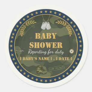 Sticker für Militär-Baby-Party: Meldung zum Dienst