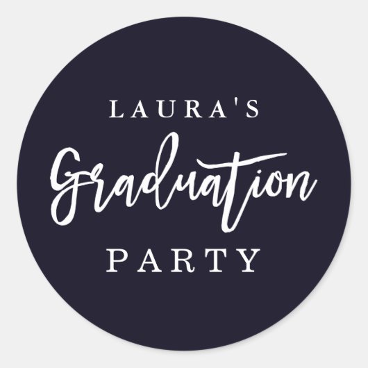 Sticker für moderne Navy Graduation Party (Vorderseite)