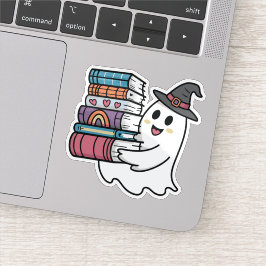 Sticker für niedliche Ghost-Holding-Bücher
