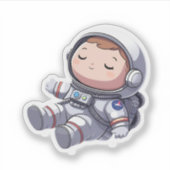 Sticker für schlafende Astronauten: Niedlich & Dre (Vorderseite)