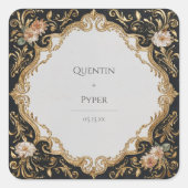 Sticker für Schwarz-Gold-Blumenrahmen (Vorderseite)